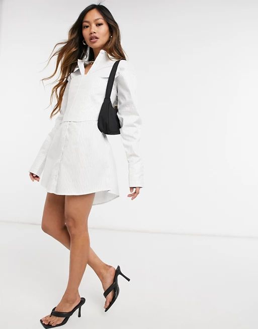 Steele Gianni corset shirt dress in white | ASOS (Global)