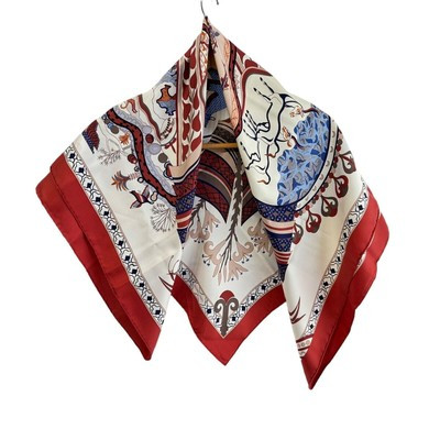 Auth HERMES Carre 90 - Red Cream Multi Scarf  | eBay | eBay US