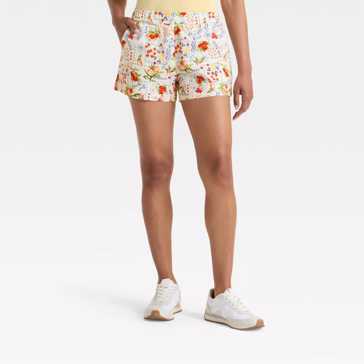 Women's "La Dolce Vita" Printed Graphic Boxer Shorts - Off-White | Target