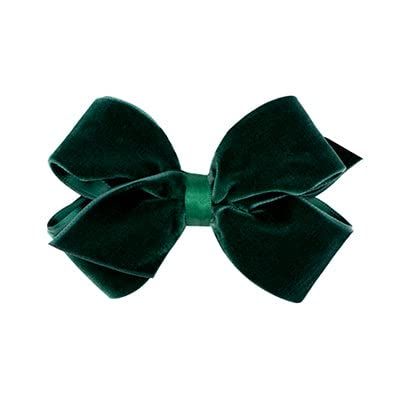Wee Ones Girls' Mini Classic Velvet Bow, Forest Green | Amazon (US)