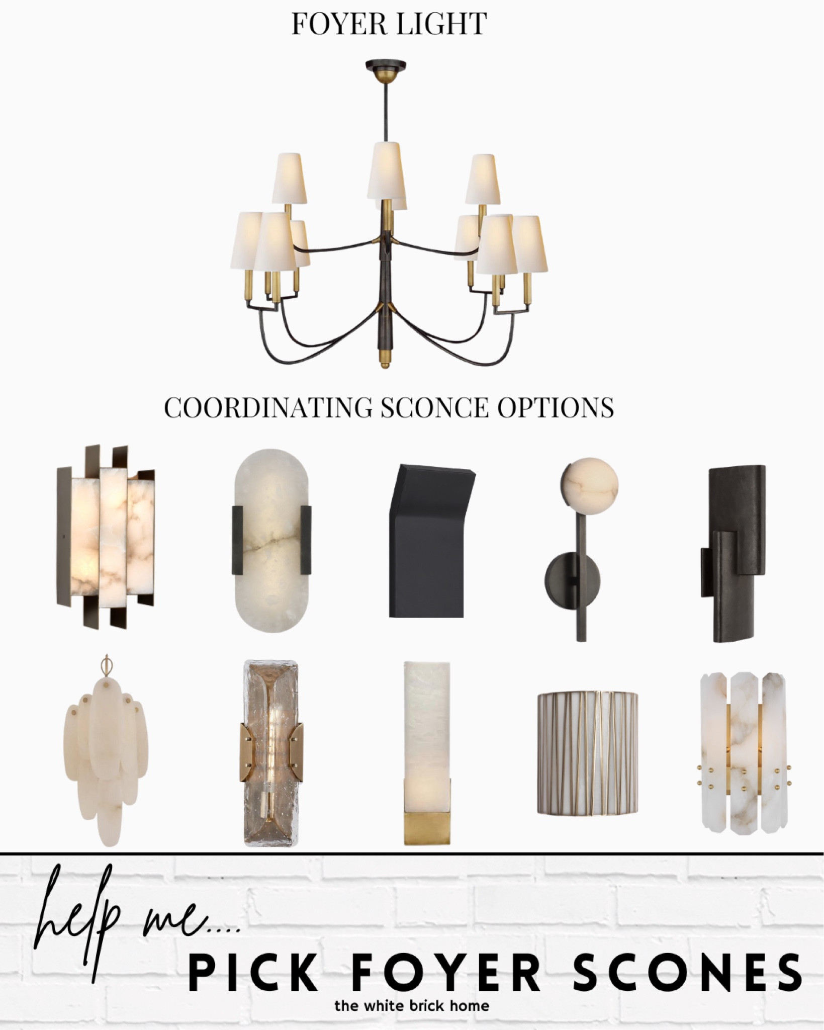 Finally updating our lighting in our foyer! I would love to add some scones, but I am having a hard time deciding which one looks best with this chandelier? Help! 

Chandelier, foyer chandelier, scones, wall sconces, modern lighting, light fixtures, lighting ideas, chandelier ideas, lighting plan, McGee and co, lumens, cb2. 

#LTKStyleTip #LTKHome #LTKSaleAlert