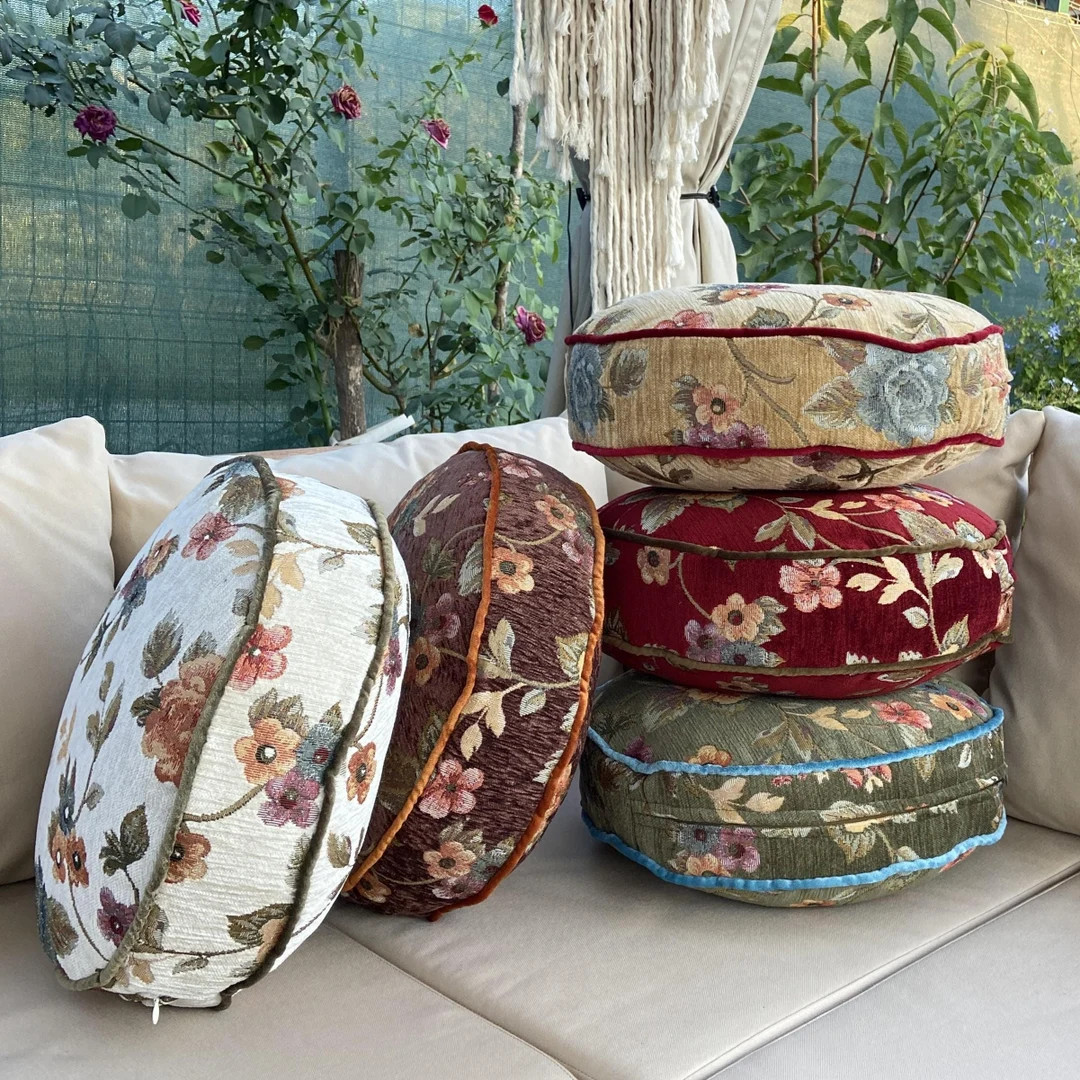 Vintage Design Ornate Floral Tapestry Round Pillows, Handmade Round Design Pillow, Pillow Inserts... | Etsy (US)