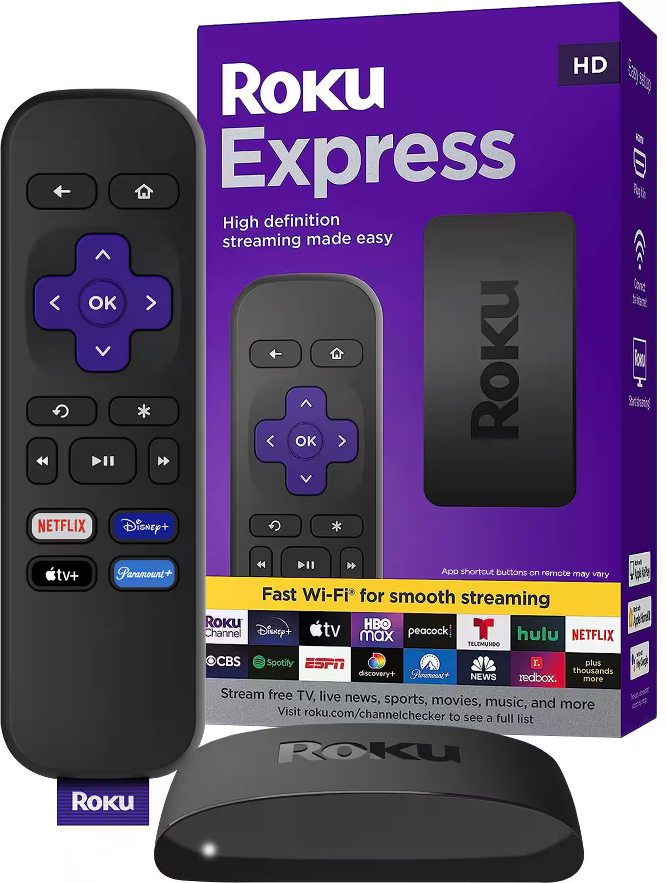 Roku Express | Streaming Media Player with Standard Remote (no TV controls) Black 3960R - Best Bu... | Best Buy U.S.
