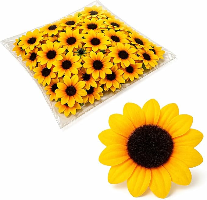 Kit com 100 Mini Girassóis Artificiais – Flores Realistas para Arranjos, Decoração, Festas e... | Amazon (BR)