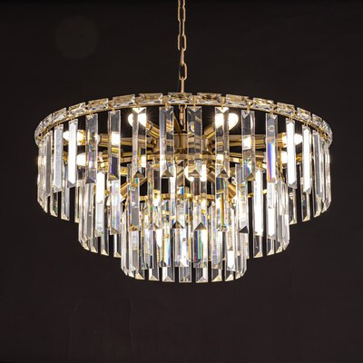 Antoine Modern Gold Linear Crystal 12 -Light Polished Gold Modern/contemporary Crystal For Use in... | Lowe's