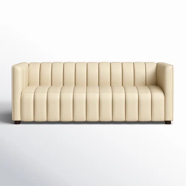 Anorea 83'' Genuine Leather Channel Tufted Sofa | Wayfair North America
