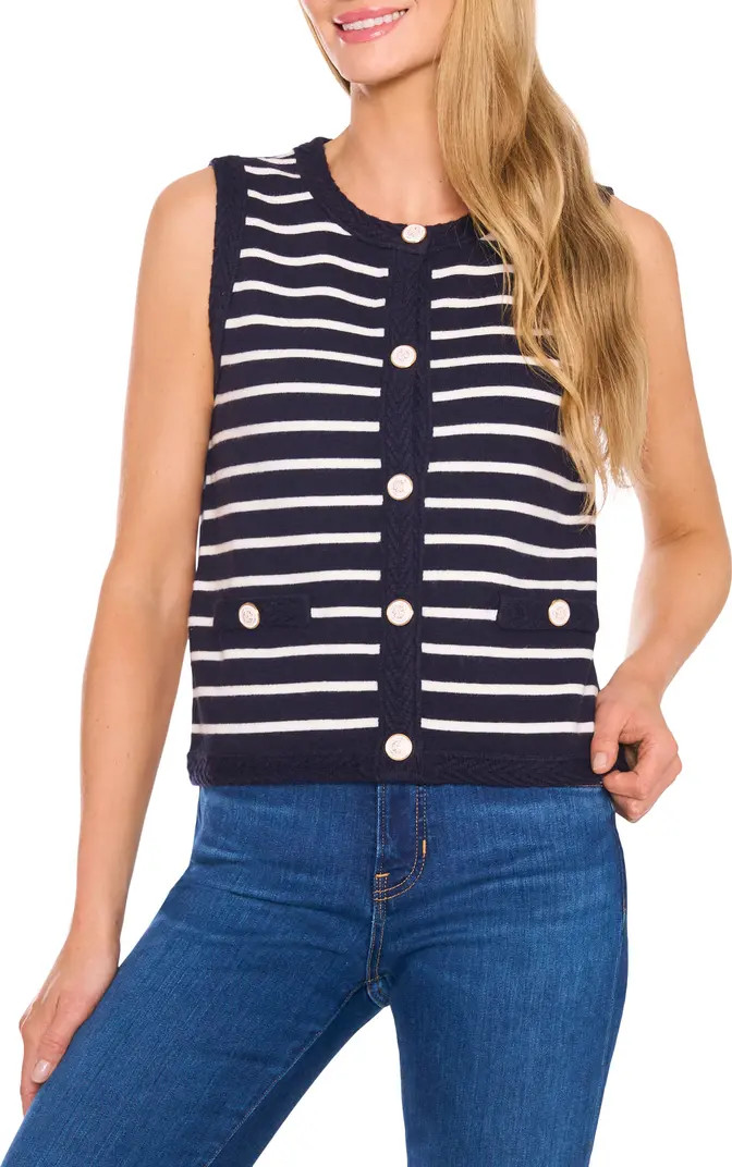 CeCe Stripe Crewneck Sweater Vest | Nordstrom | Nordstrom
