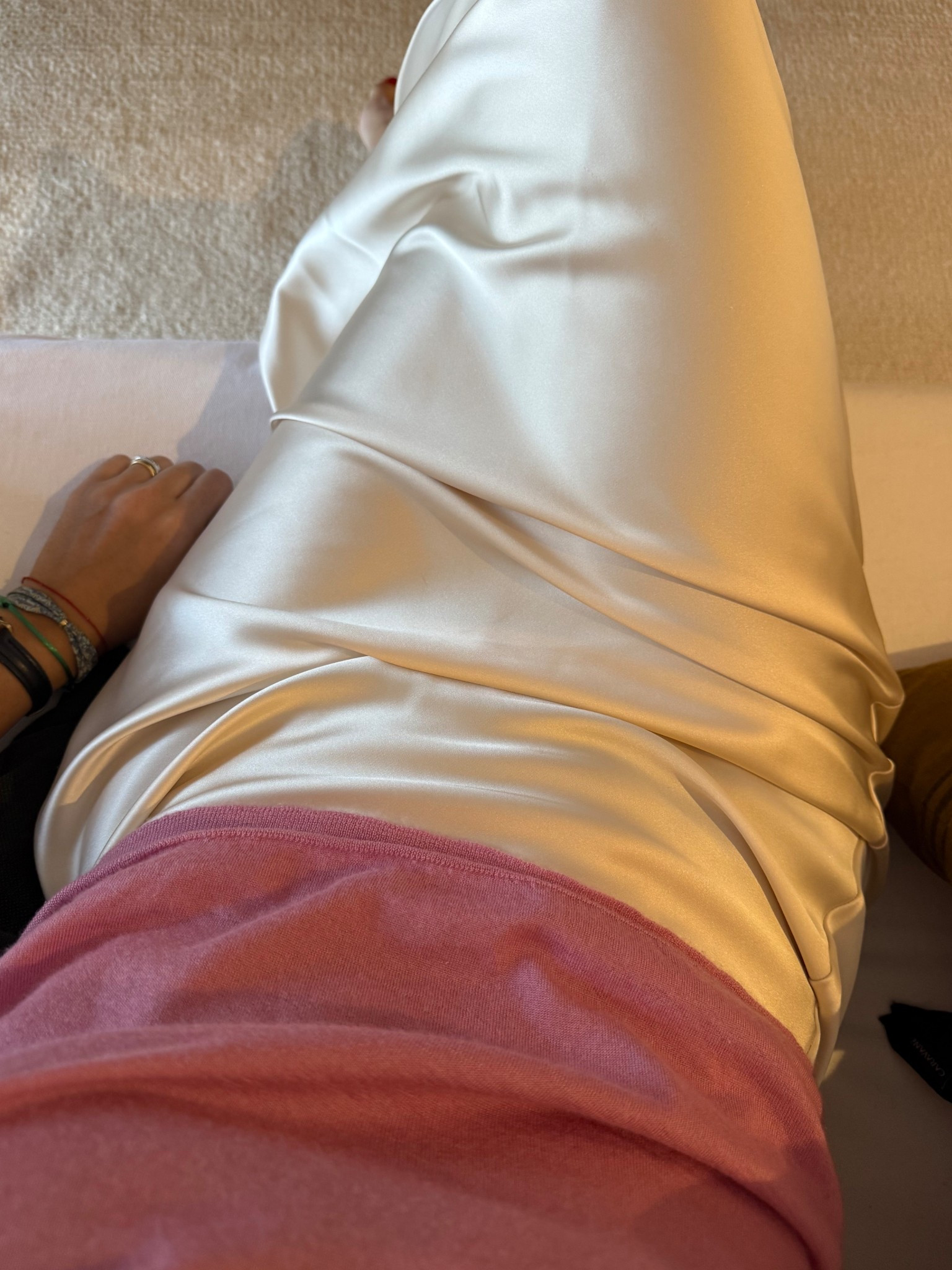 Satin skirt is always a staple 