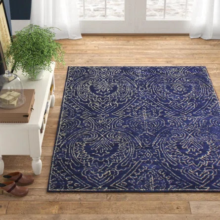 Birch Lane™ Evers Hand-Tufted Wool Navy Area Rug | Wayfair North America