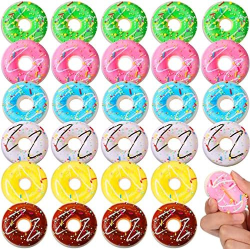30 Pcs Donut Stress Balls Donut Party Favors Funny Squeeze Balls Stress Relief Sensory Doughnut T... | Amazon (US)