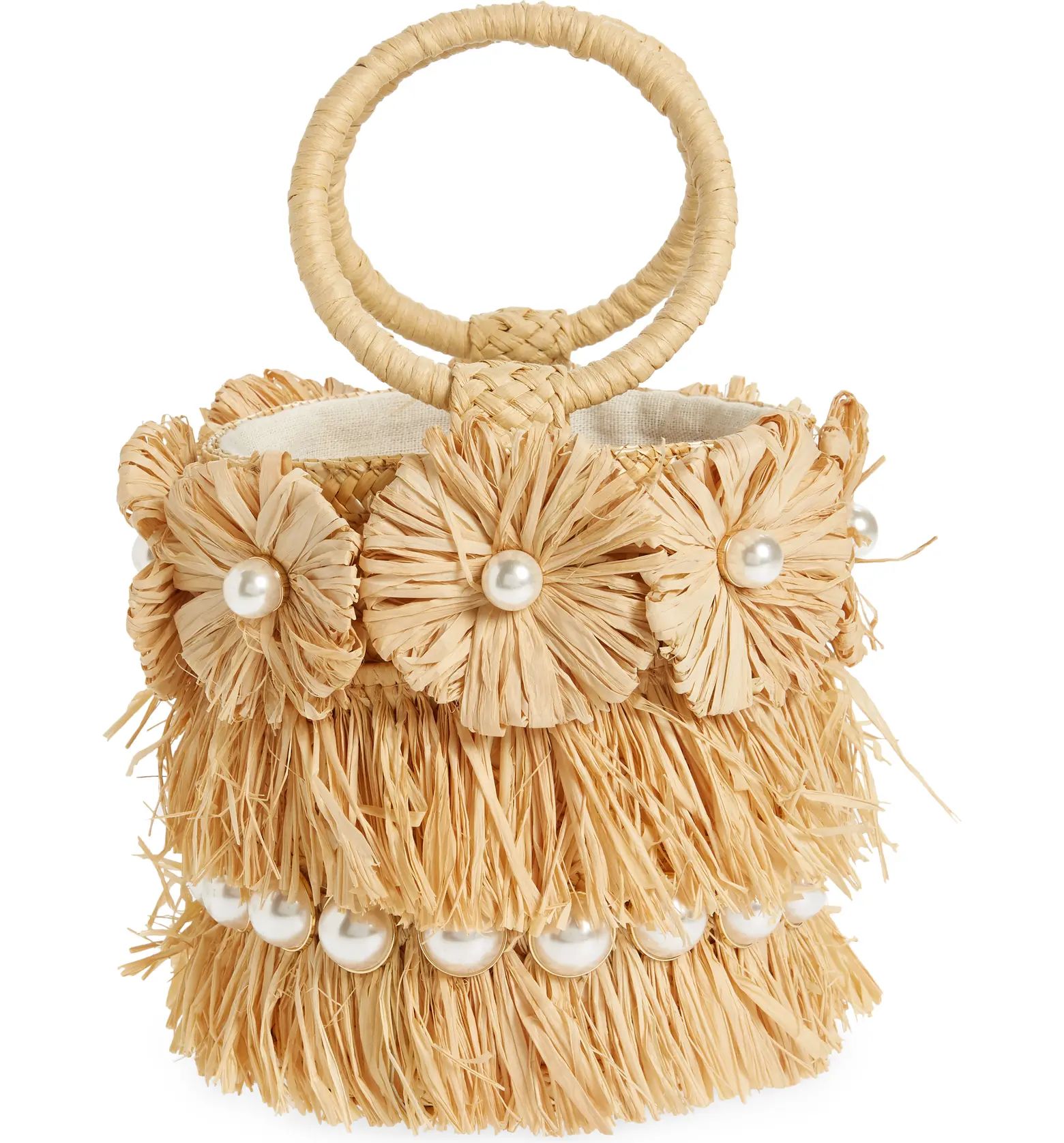 Liv Floral Straw Bucket Bag | Nordstrom