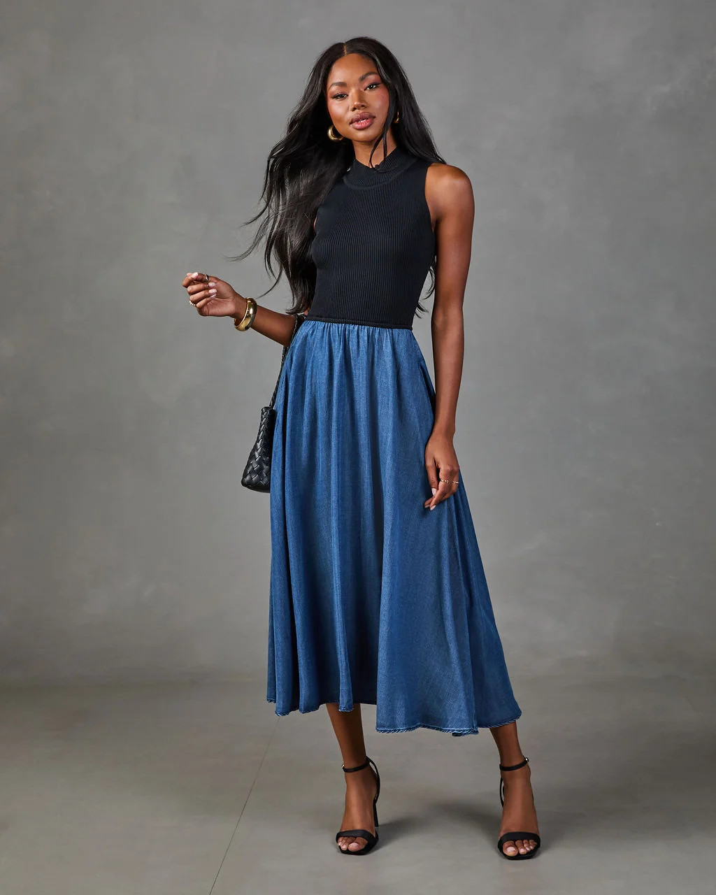 Meriah Color Block Maxi Dress Denim / M | VICI