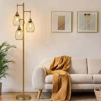 Industrial 70'' 3-teardrop Cage Head Dimmable Floor Lamp | Wayfair North America