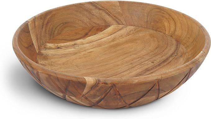 Carved Side Wooden Bowl–Handmade Decorative Bowls for Home Decor, Bathroom, Kitchen Counter & M... | Amazon (US)