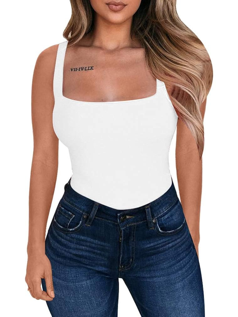 LAGSHIAN Women's Sexy Bodycon Basic Tank Sleeveless One Piece Leotrad Bodysuit | Amazon (US)