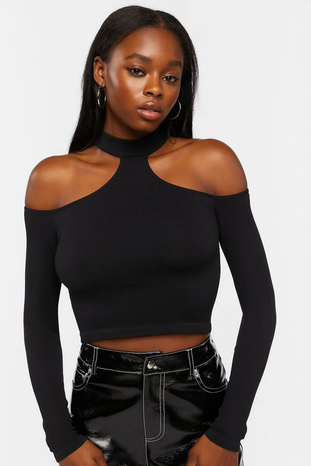 Ribbed Open-Shoulder Crop Top | Forever 21 (US)