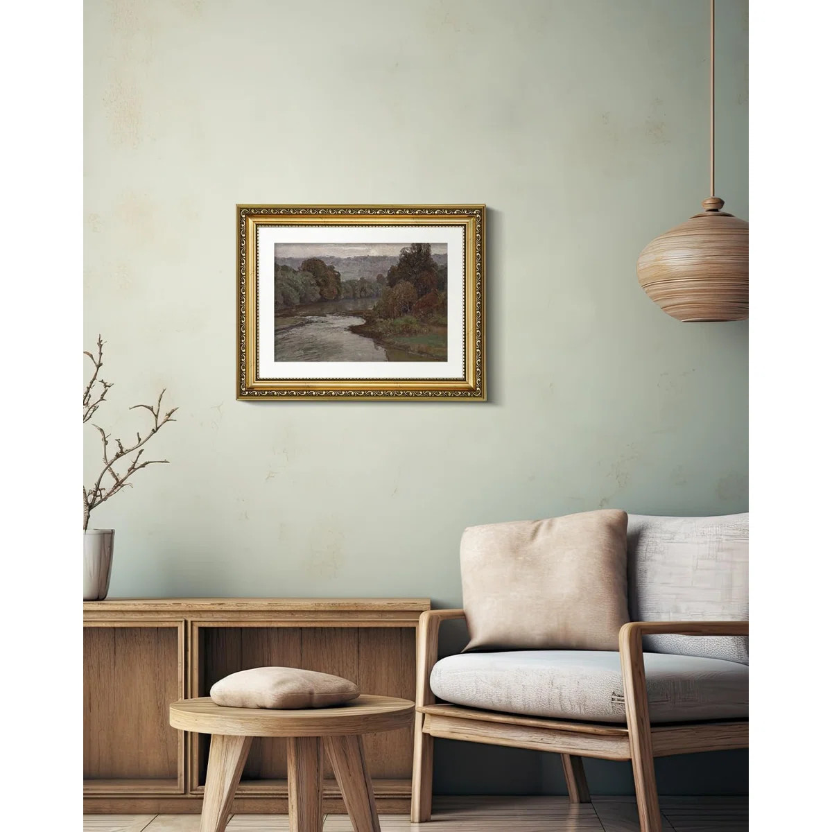 Vintage River Landscape Gold Framed Wall Art | Wayfair North America
