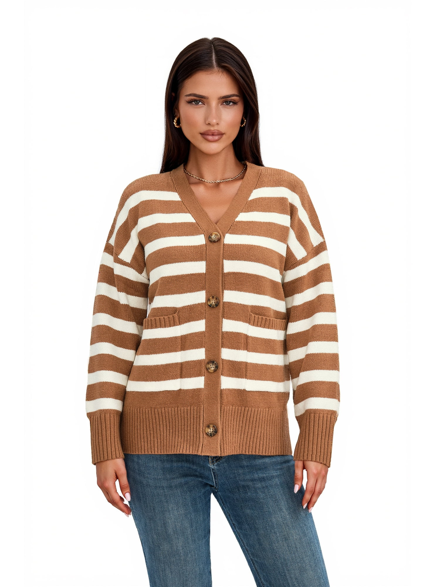 Women’s Pretty Garden COLOR BLOCK CARDIGAN - BUTTON CARDIGAN | Walmart (US)