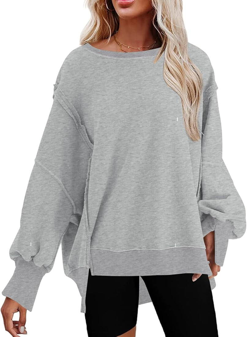 SHEWIN Sweatshirts for Women Crewneck Fall Lightweight Solid Color 2023 Fashion Warm Oversized Fi... | Amazon (US)