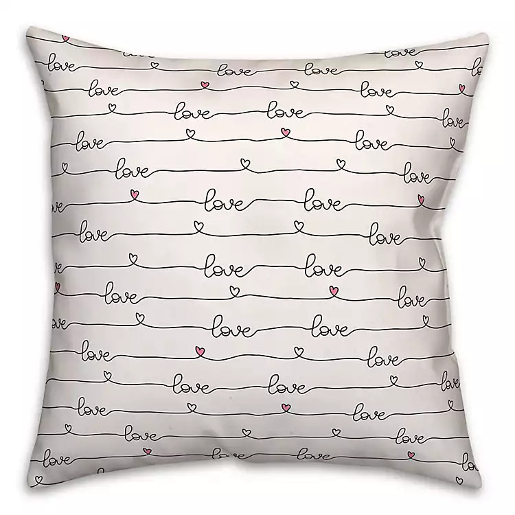 Love Script Patterned Outdoor Pillow | Kirkland's Home