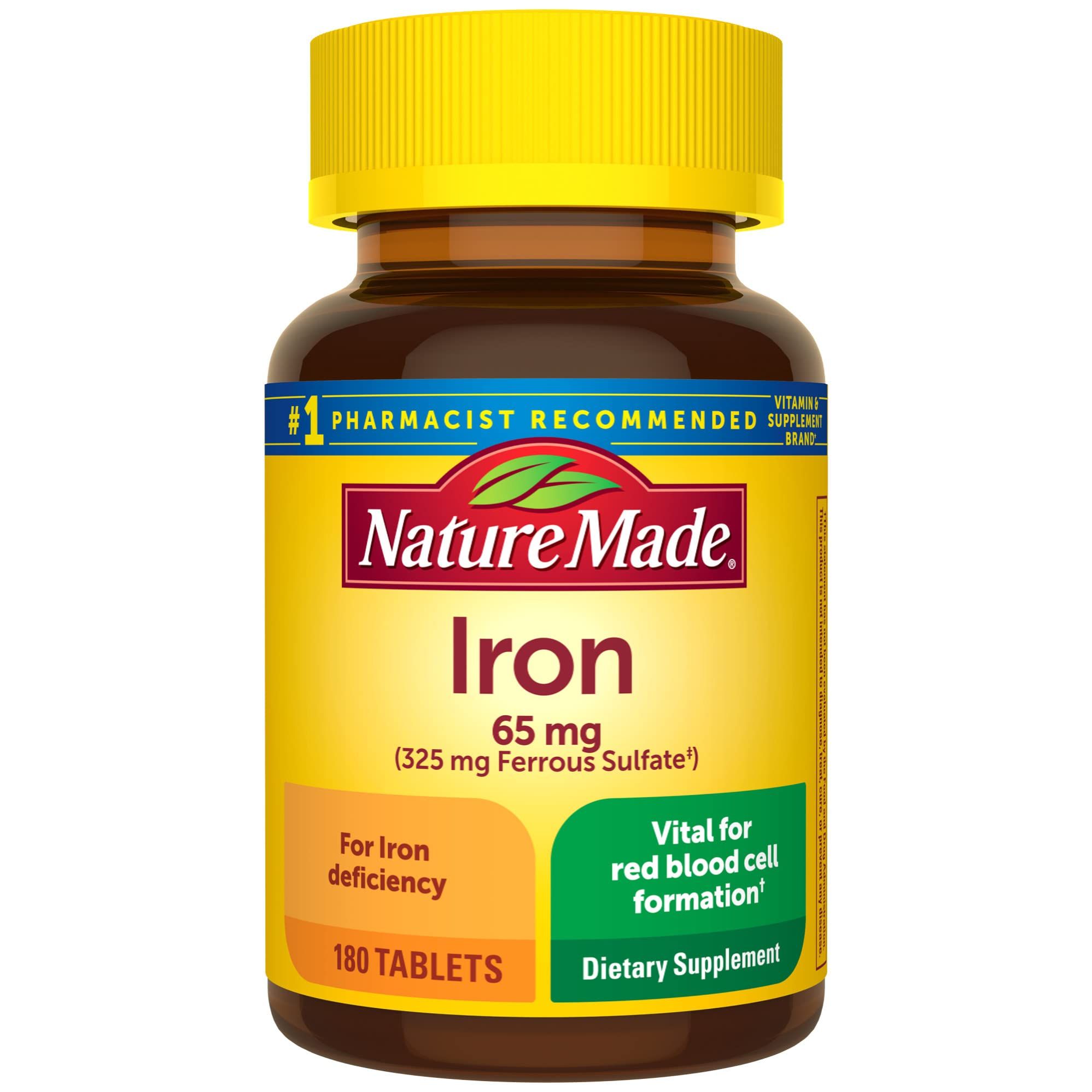 Nature Made Iron 65 mg (325 mg Ferrous Sulfate) Tablets, Dietary Supplement for Red Blood Cell Su... | Amazon (US)