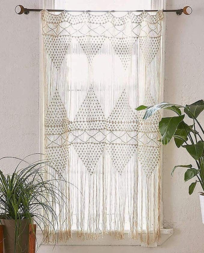 Flber Macrame Curtain Macrame Wall Hanging macramé Handwoven Boho Wedding Backdrop Kitchen Curta... | Amazon (US)