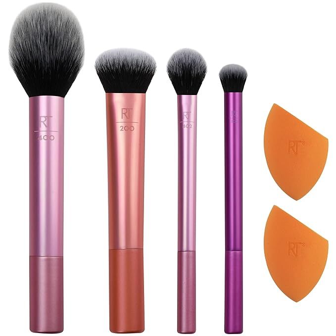 Amazon.com: Real Techniques Everyday Essentials Makeup Brush Set with 2 Sponge Blenders, Multiuse... | Amazon (US)