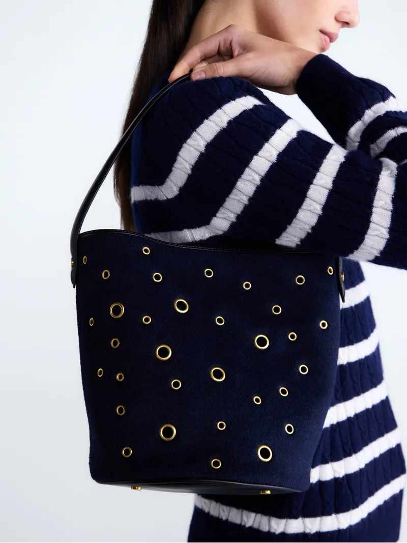 Free Assembly Women\u2019s Grommet Bucket Bag, Navy | Walmart (US)