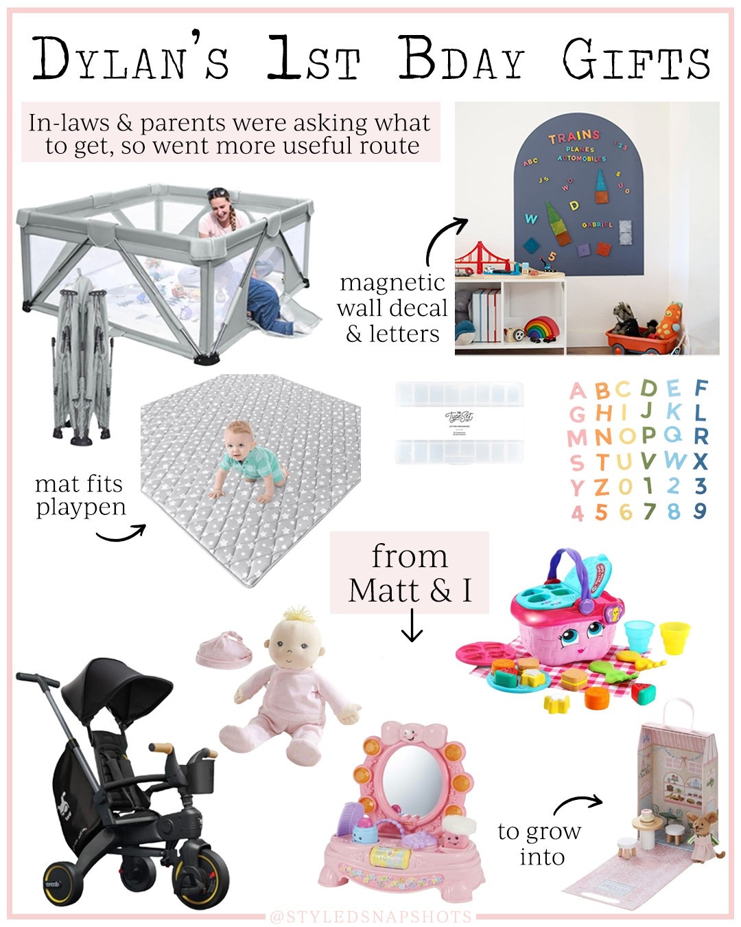 Dylan’s 1st birthday gifts 🎁 having 2 other siblings we kept gifts minimal and asked our parents to buy useful gifts that we needed. Matt & I then bought a few gifts that were pink & just for Dylan  

baby girl gift ideas 

#LTKGiftGuide #LTKKids