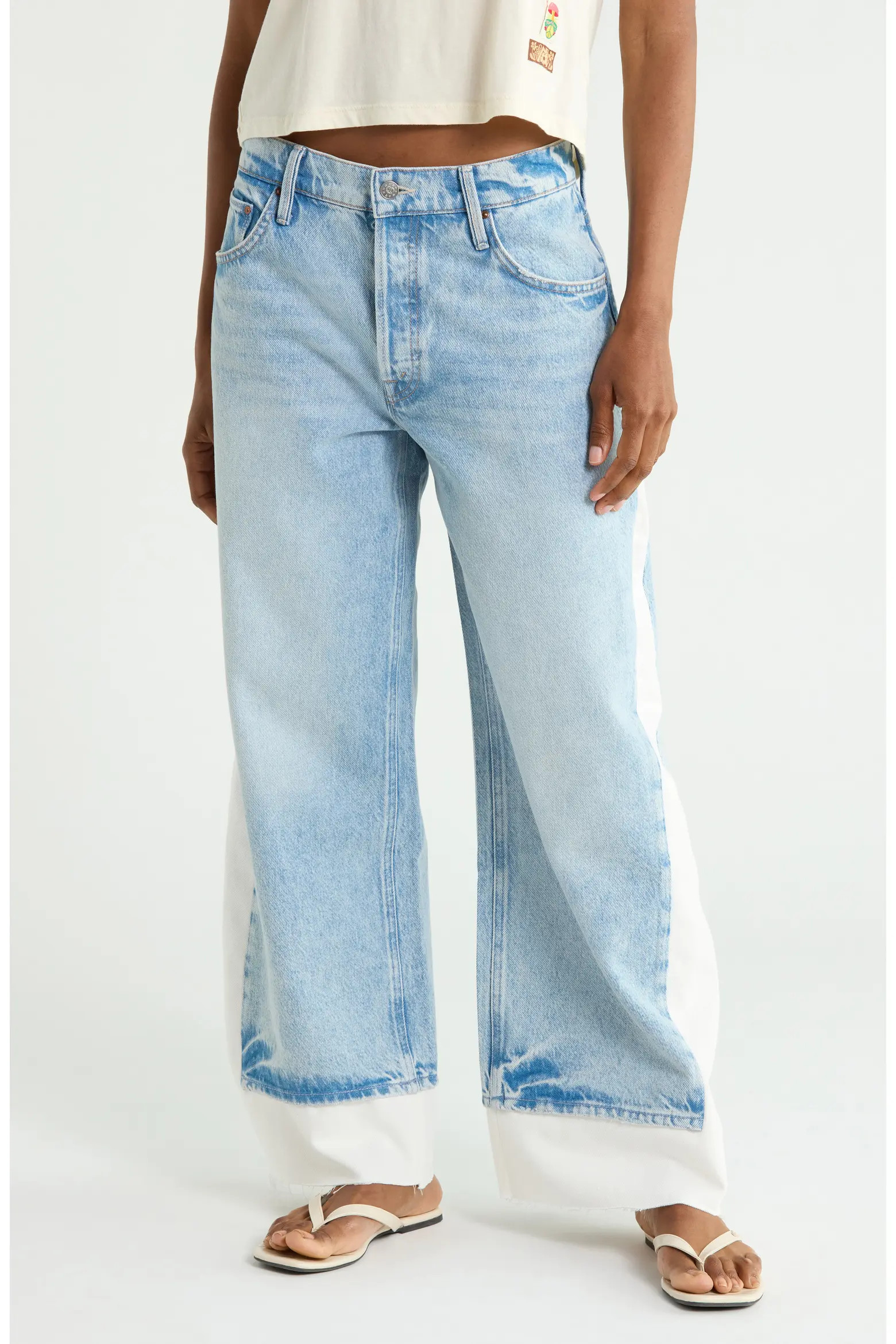 MOTHER The Nacho Double Dip Frayed Wide Leg Jeans (Women) | Nordstromrack | Nordstrom Rack