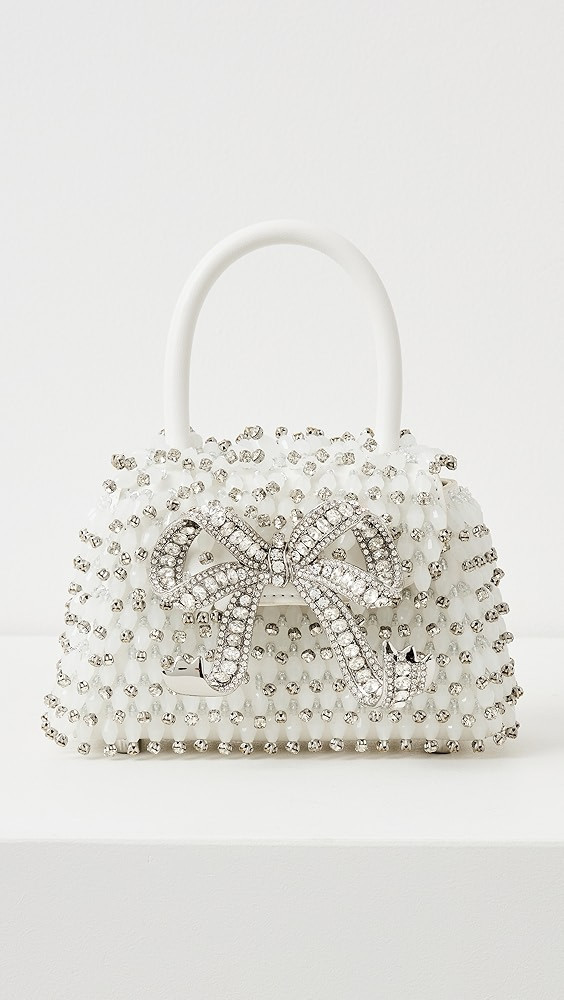 Self Portrait White Embellished Micro Bow Bag | Shopbop | Shopbop