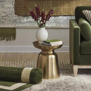 Round Gold Metal Accent Table (16.5 in. W x 17.75 in. H) | The Home Depot
