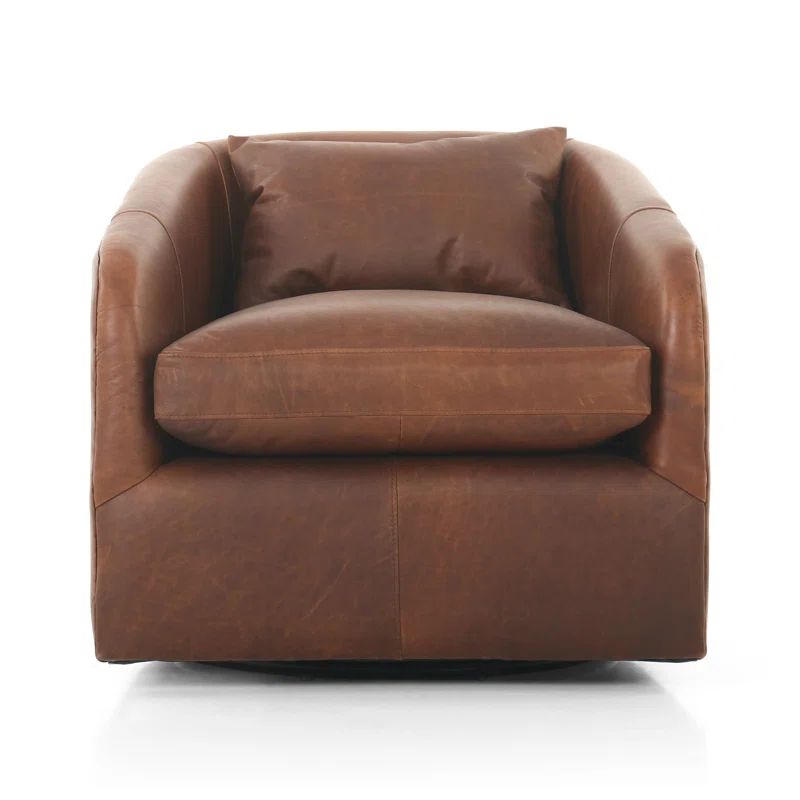 Paralimni Genuine Leather Swivel Armchair | Wayfair North America