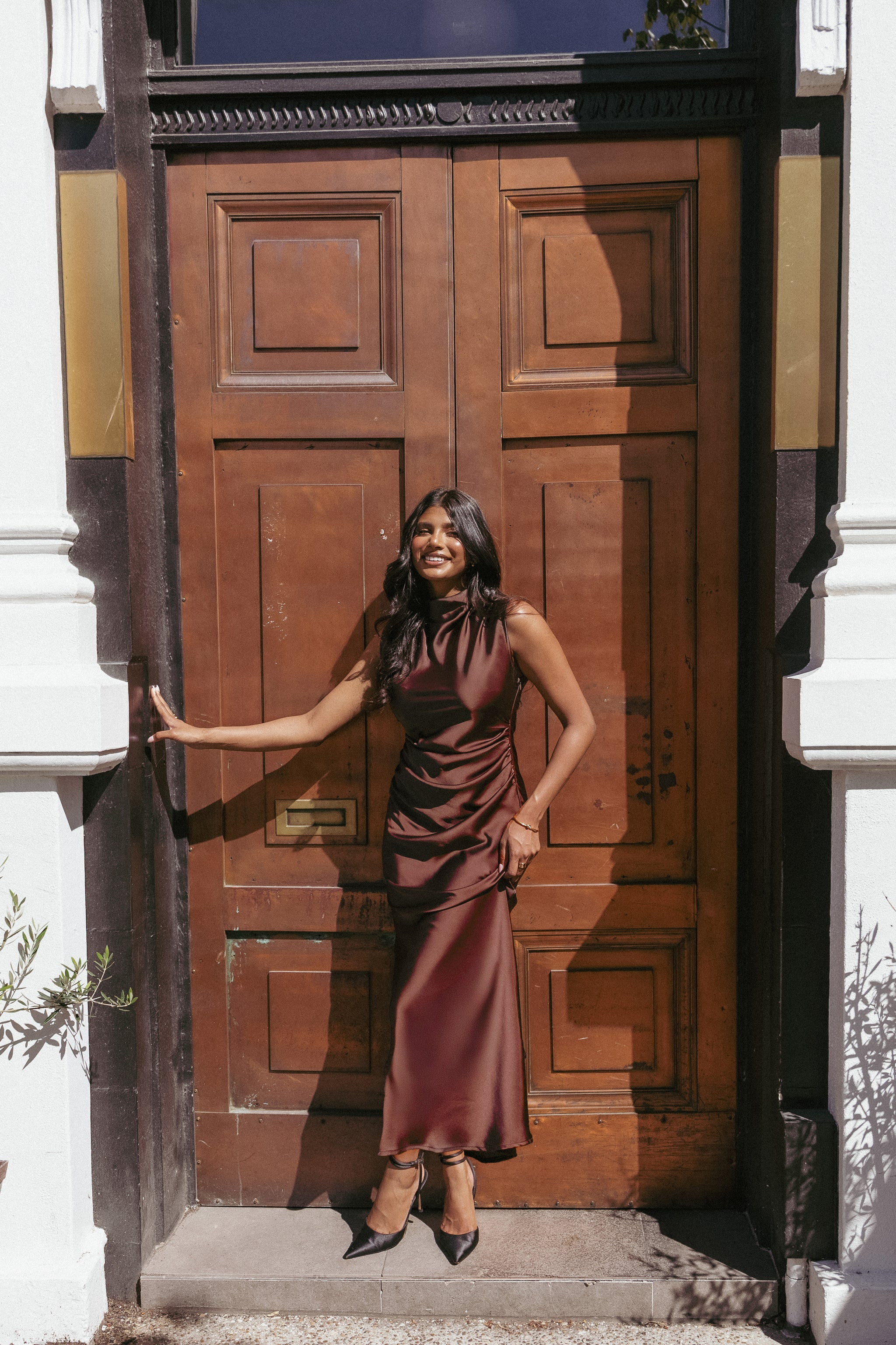 Meryn High Neck Dress - Brown | Petal & Pup (US)