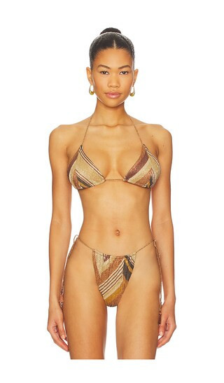 DEVON WINDSOR Winona Triangle Bikini Top in Tan. - size S | Revolve Clothing (Global)