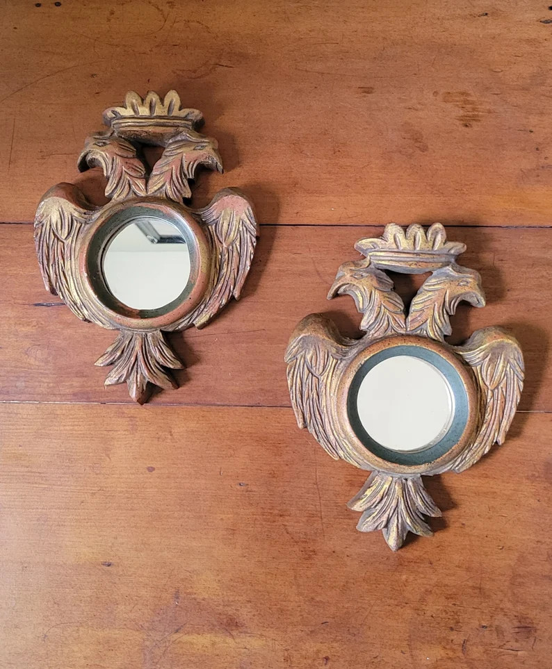 Antique Spanish Double Eagle Small Mirrors Florentine Style - Etsy | Etsy (US)