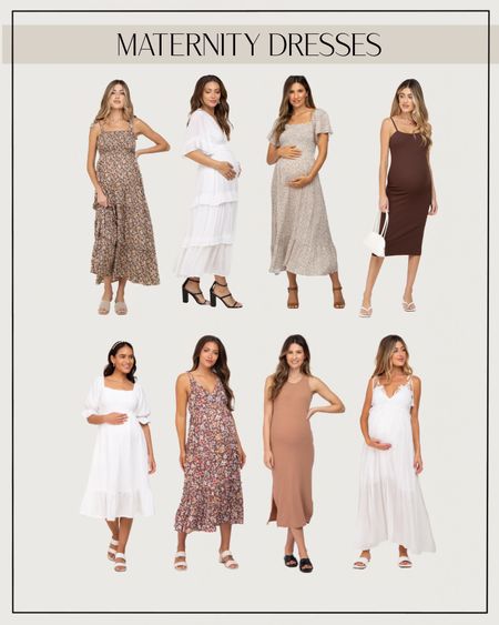 Neutral maternity dresses. Pink Blush Maternity. Pregnancy outfits. White maternity dress. Brown maternity dress. Beige dresses  

#LTKbump #LTKunder100 #LTKbaby