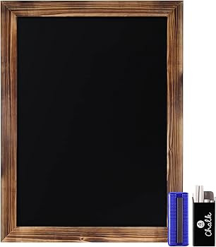 Rustic Torched Wood Magnetic Wall Chalkboard, Large Size 18" x 24", Framed Chalkboard - Decorativ... | Amazon (US)