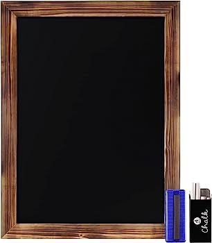 Rustic Torched Wood Magnetic Wall Chalkboard, Large Size 18" x 24", Framed Chalkboard - Decorativ... | Amazon (US)