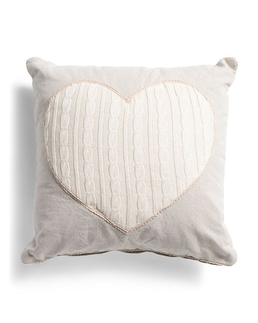 18x18 Knitted Heart Pillow | TJ Maxx