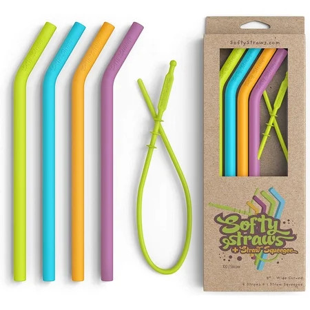 Silicone Straws - Big Size Reusable Drinking Straws with Curved Bend for Tumblers Made from BPA Free | Walmart (US)