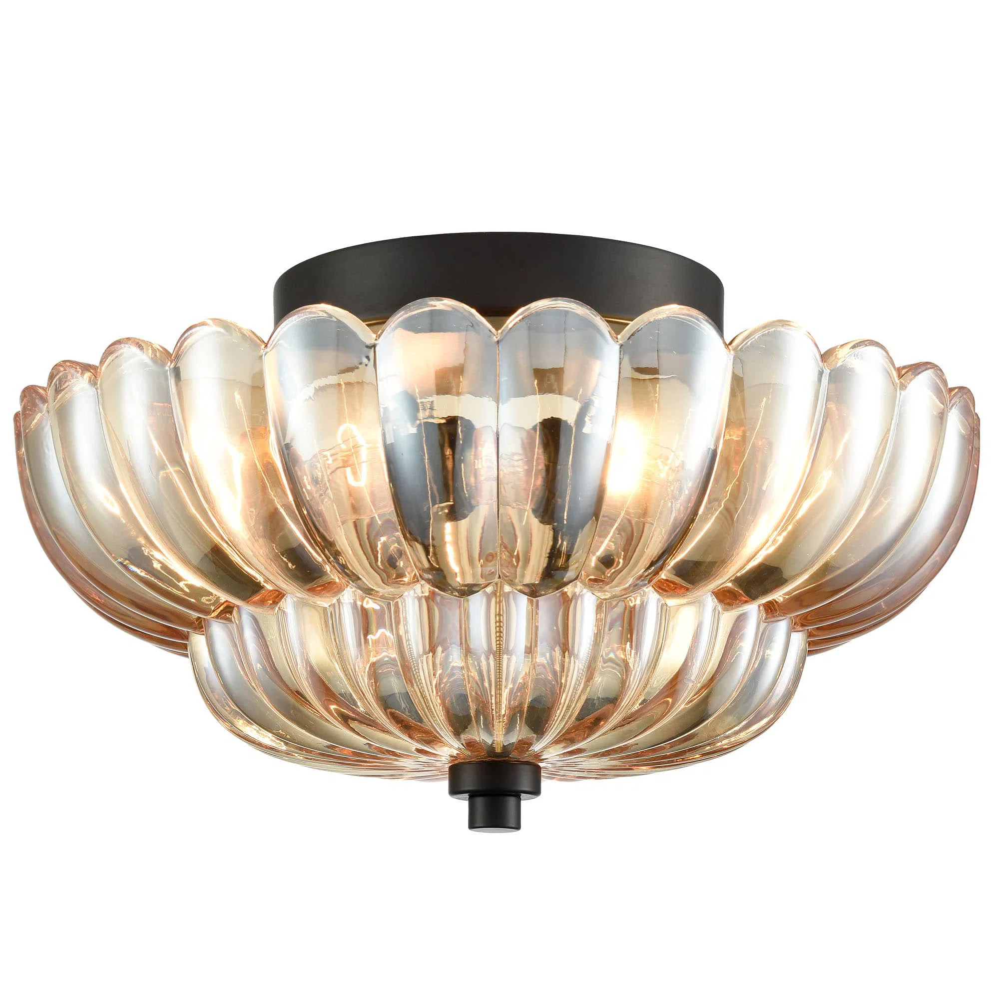 Latitude Run® 3-light Modern Metal with Scalloped Clear Glass Semi Flush Mount Ceiling Light for... | Wayfair North America