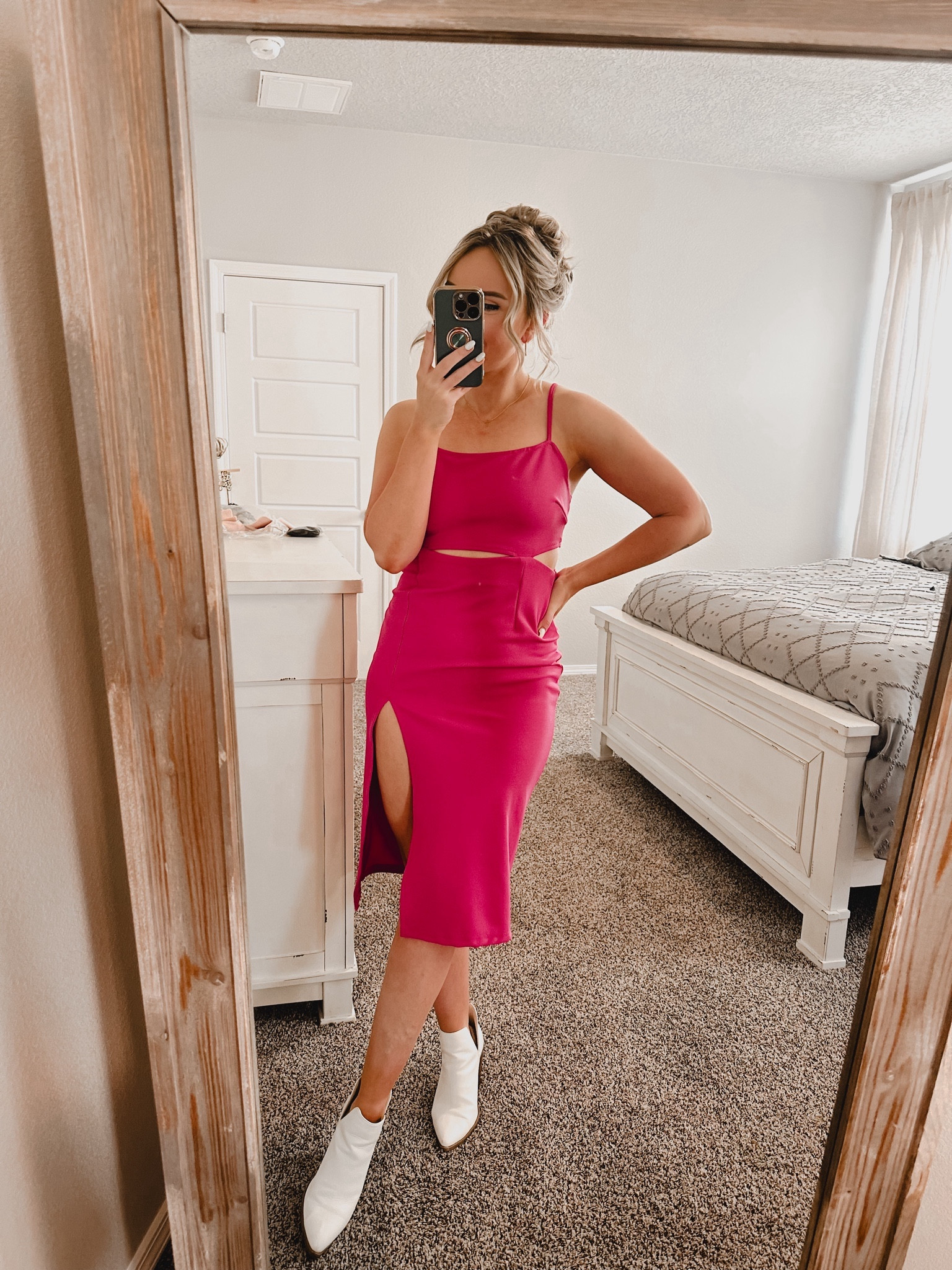 Size chart is accurate! Follow the size chart or “size guide”. I’m wearing a small


Valentine’s Day outfit outfits / date night / style styles / ootd mom fashion pink top jeans basic basics // non distressed light wash white boot booties / frilly girly flirty fun // sparkly backless exciting sexy date night dress mini red Amazon try on mirror selfie Amazon find finds 


#LTKSeasonal #LTKstyletip #LTKfindsunder50