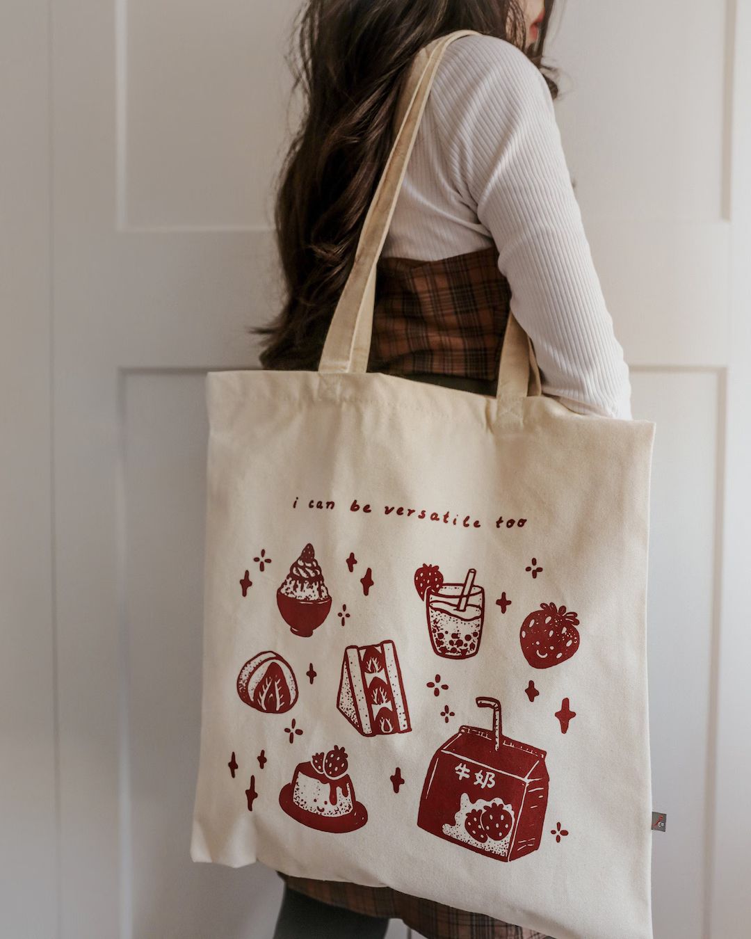 Tote Bag 100% Cotton // i Can Be Versatile Strawberry Design // Canvas Bag, Cotton Bag, Screen Pr... | Etsy (US)