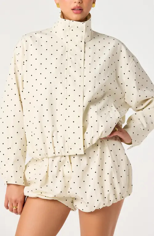 ASTR the Label Collins Polka Dot Bomber Jacket in Ivory/Black Polkadot at Nordstrom, Size X-Small | Nordstrom