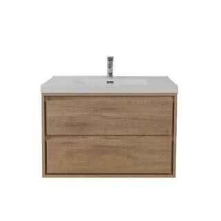 Sage 36 in. W Vanity in White Oak with Reinforced Acrylic Vanity Top in White with White Basin | The Home Depot