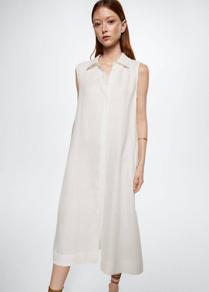 100% linen shirty dress | MANGO (US)