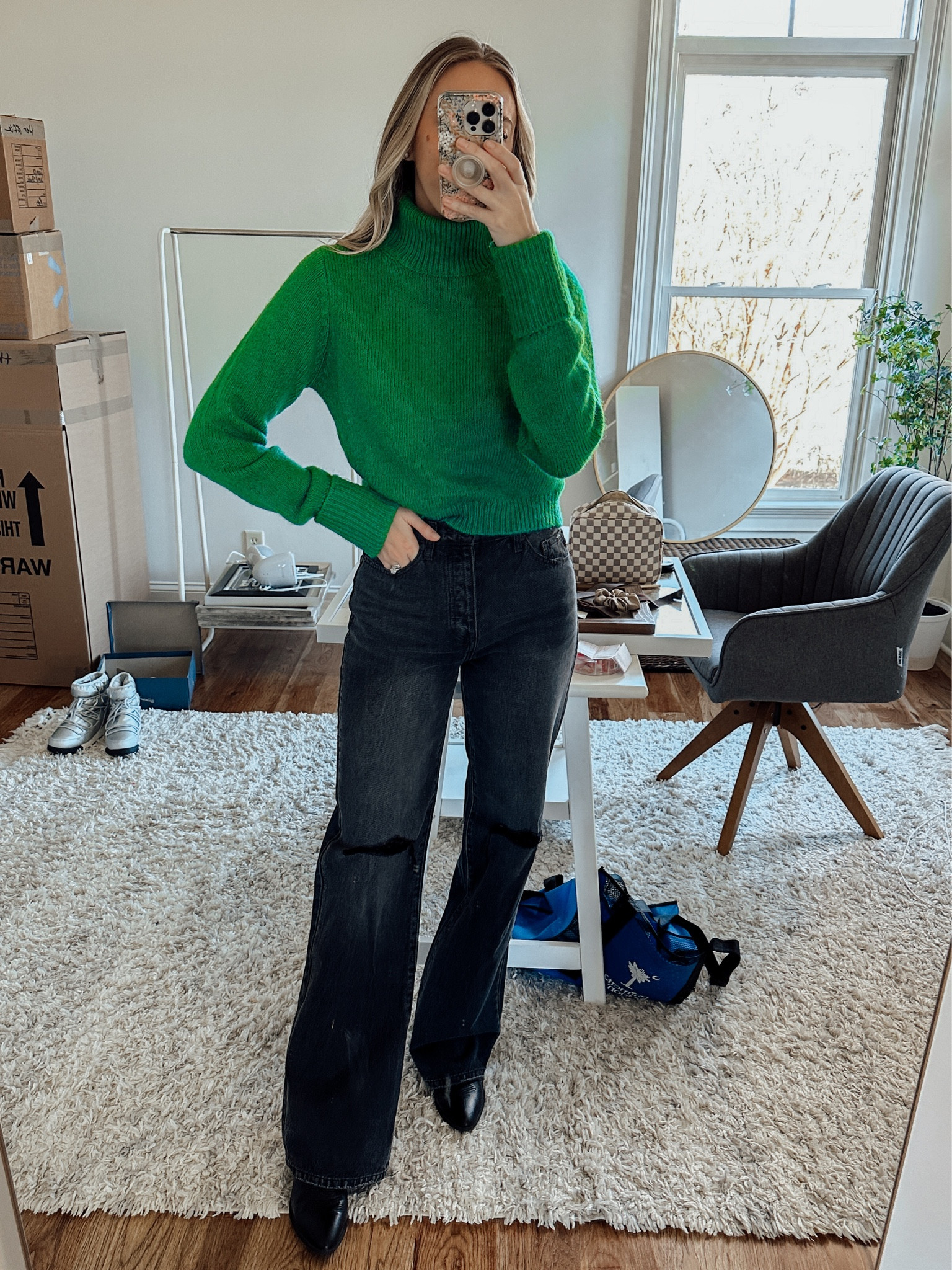 Cozy Sunday style outfit styled by BarbiGia on sale. Wide leg black jeans outfit. Cropped turtleneck sweater. Christmas festive holiday outfit idea 



#LTKsalealert #LTKSeasonal #LTKHoliday
