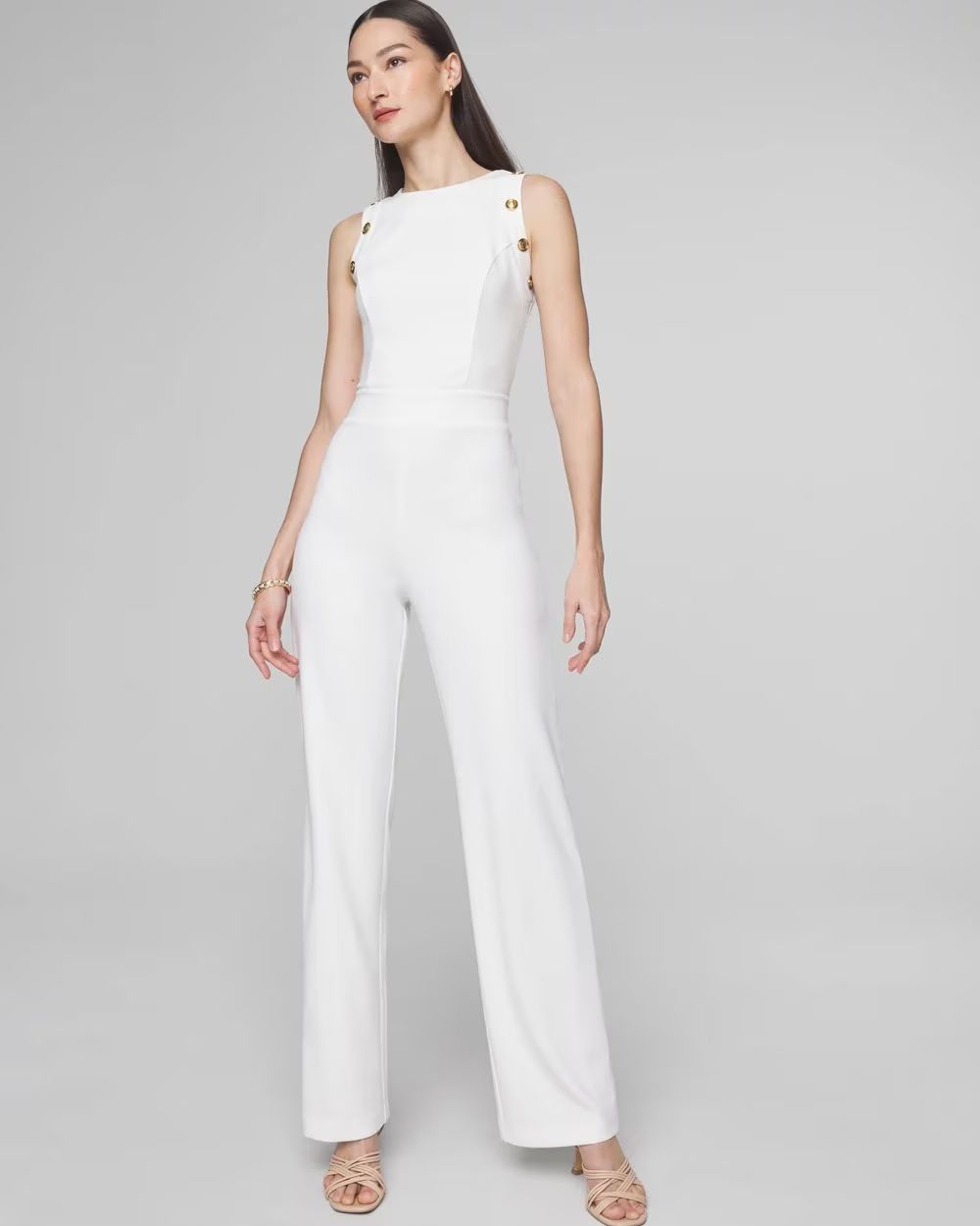 Sleeveless Crest Jumpsuit | White House Black Market