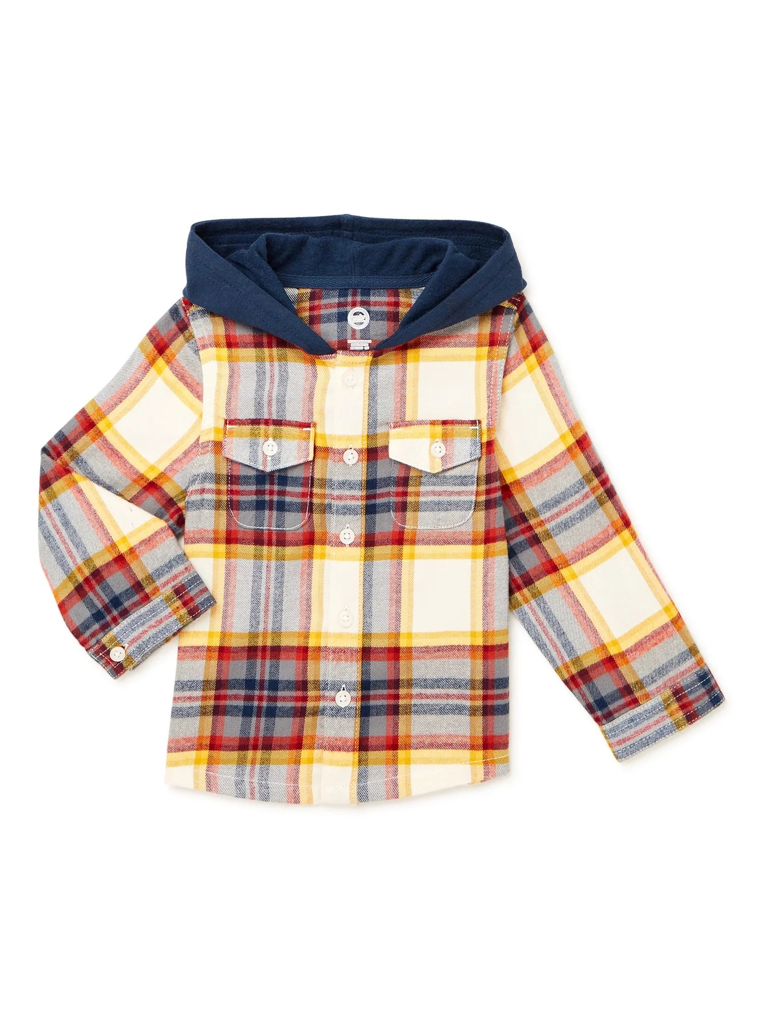 Wonder Nation Baby Boy and Toddler Boy Hooded Flannel Shirt, 12M-5T | Walmart (US)